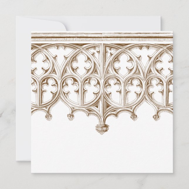 Vintage Sepia Cathedral Wedding Invitations (Front)