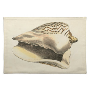 Vintage Sepia Conch Shell Cloth Placemat