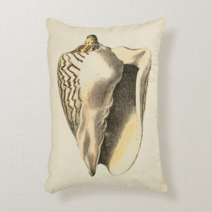 Vintage Sepia Conch Shell Decorative Pillow