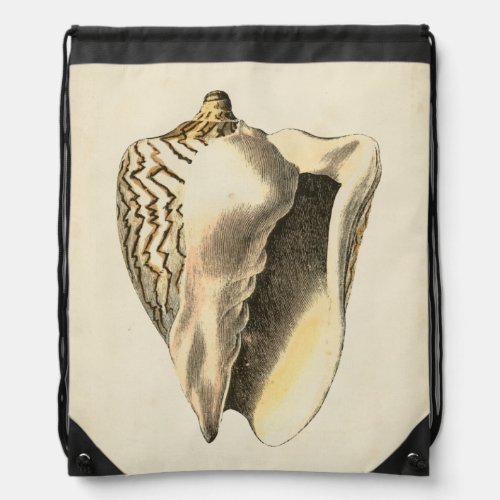 Vintage Sepia Conch Shell Drawstring Bag