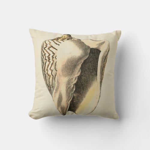 Vintage Sepia Conch Shell Throw Pillow