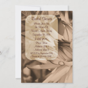 Vintage Sepia Dahlia Flower Bridal Shower  Invitation
