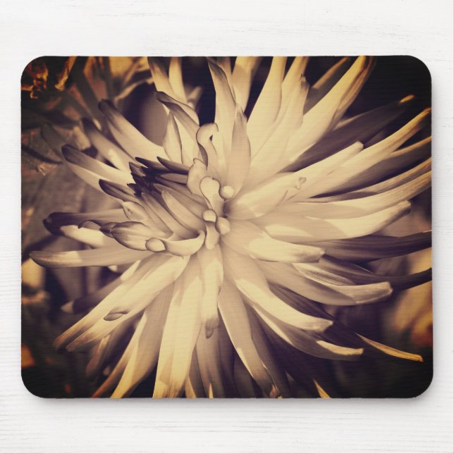 Vintage Sepia Dahlia Flower  Mouse Pad (Front)
