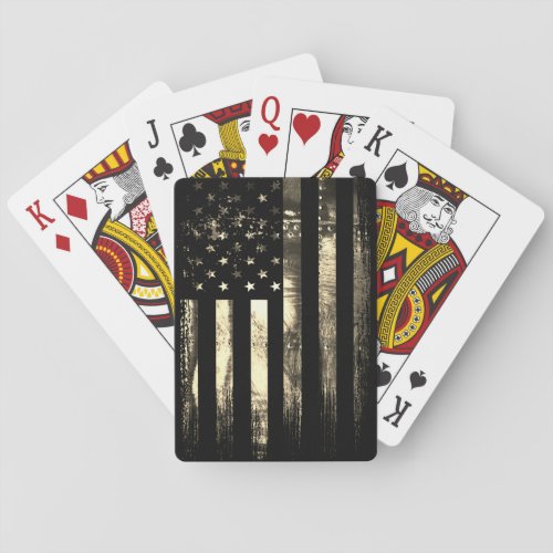 Vintage Sepia Desert Military American Flag Playing Cards