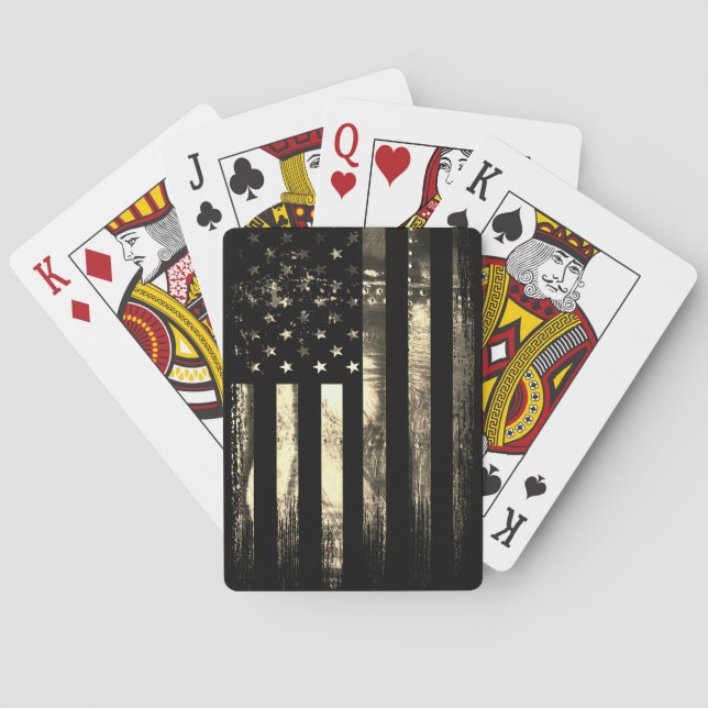 Vintage Sepia Desert Military American Flag Poker Cards (Back)