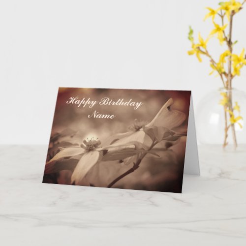 Vintage Sepia Dogwood Flower Birthday Card