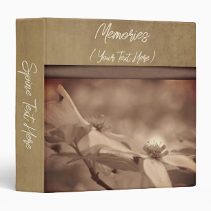 Vintage Sepia Dogwood Personalized Memories 3 Ring Binder