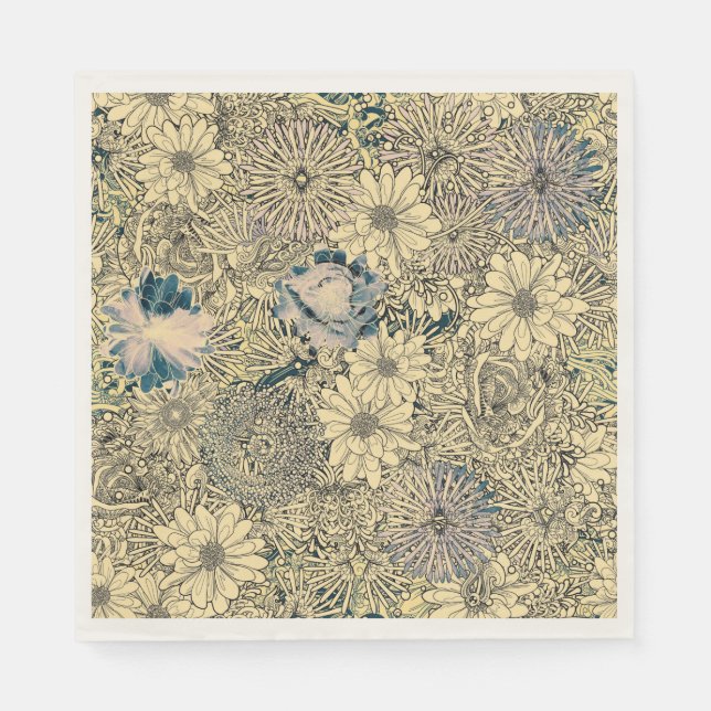 Vintage Sepia Floral Napkins (Front)