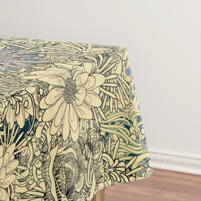 Vintage Sepia Floral Tablecloth (In Situ)