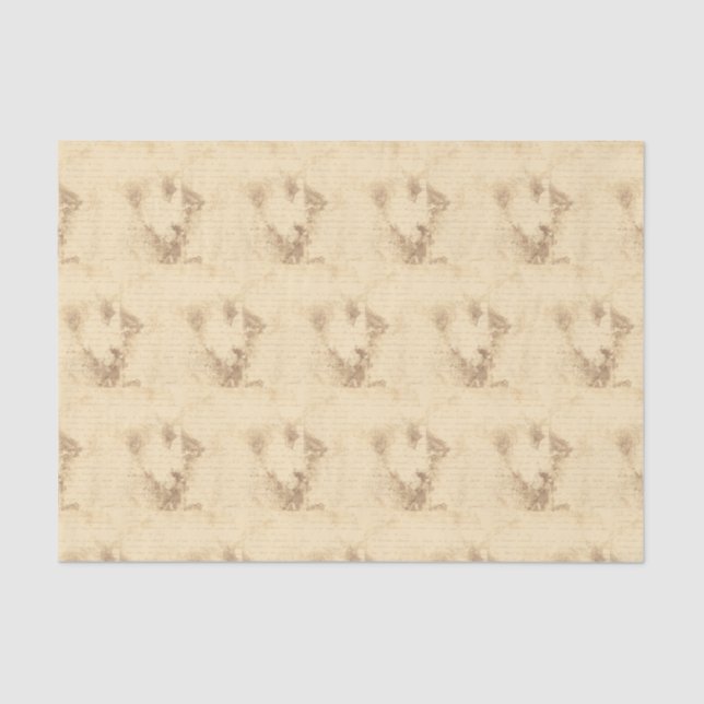 Vintage Sepia Handwritten Letter Tissue Paper (Front)