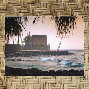 Vintage Sepia Hawaii Big Island Pu'uhonua Honaunau Postcard
