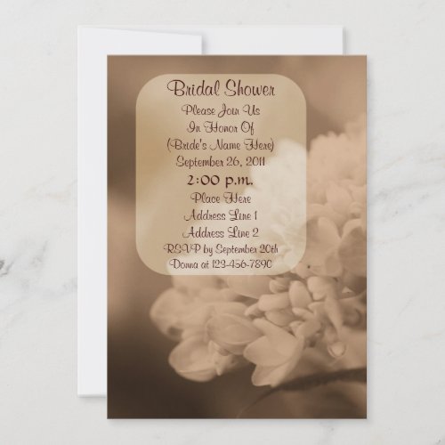 Sepia Hydrangea Flower Bridal Shower Invite
