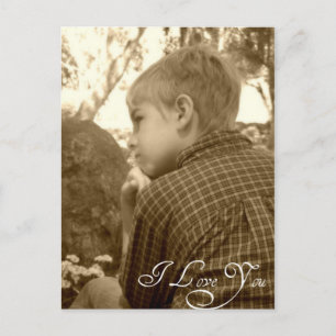 Vintage Sepia I Love You Postcard