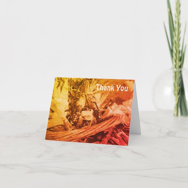 Vintage Sepia Indian Corn Autumn  Thank You Card (Front)