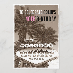 Vintage Sepia Las Vegas Birthday Party Invitation
