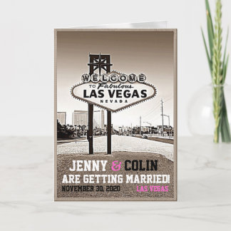 Vintage Sepia Las Vegas Photo Save The Date Announcement