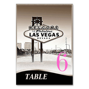 Vintage Sepia Las Vegas Wedding Menu+Table Table Number