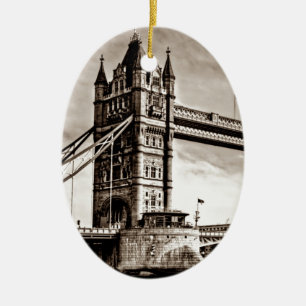 Vintage Sepia London Tower Bridge Ceramic Ornament
