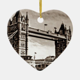 Vintage Sepia London Tower Bridge Ceramic Ornament