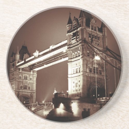 Vintage Sepia London Tower Bridge Drink Coaster