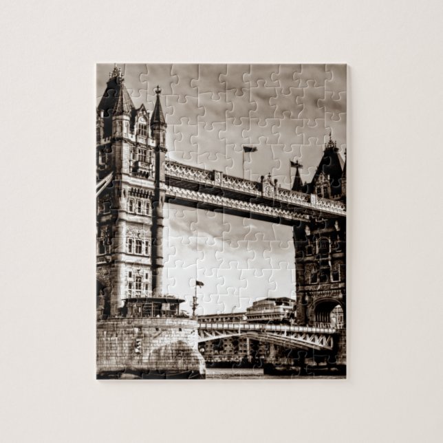Vintage Sepia London Tower Bridge Jigsaw Puzzle (Vertical)