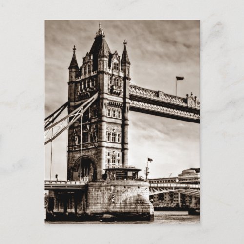 Vintage Sepia London Tower Bridge Postcard