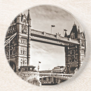 Vintage Sepia London Tower Bridge Sandstone Coaster