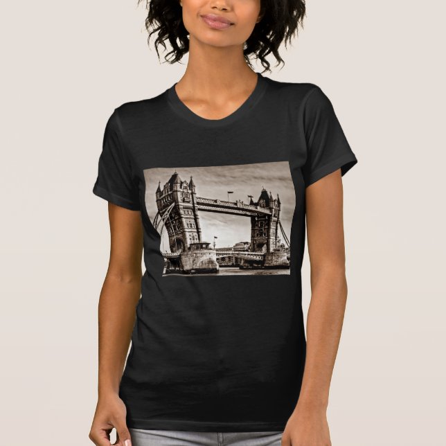 Vintage Sepia London Tower Bridge T-Shirt (Front)