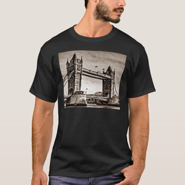 Vintage Sepia London Tower Bridge T-Shirt (Front)