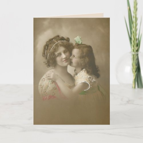 Vintage Sepia Mother and Daughter Photo  Card
