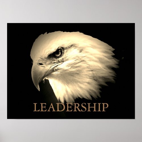 Vintage Sepia Motivational Leadership Eagle Eyes Poster