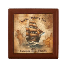 Vintage Sepia Nautical Map and Sailing Ship