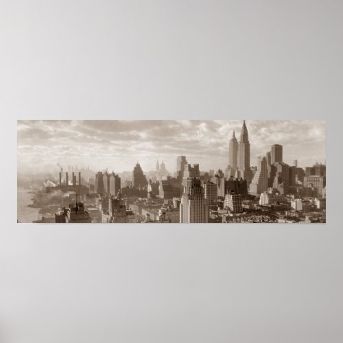 Vintage Sepia New York City Panoramic Poster Print