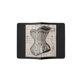 Vintage Sepia Newsprint Corset 2 Passport Holder