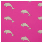 Vintage sepia on pink dolphins fabric