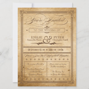 Vintage Sepia Poster Style Wedding Invite