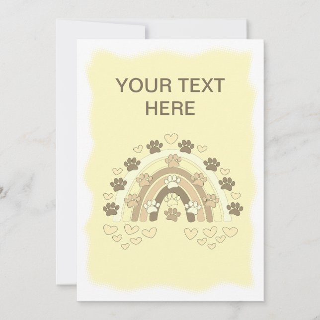Vintage Sepia Rainbow Dog Paw And Hearts Card (Front)