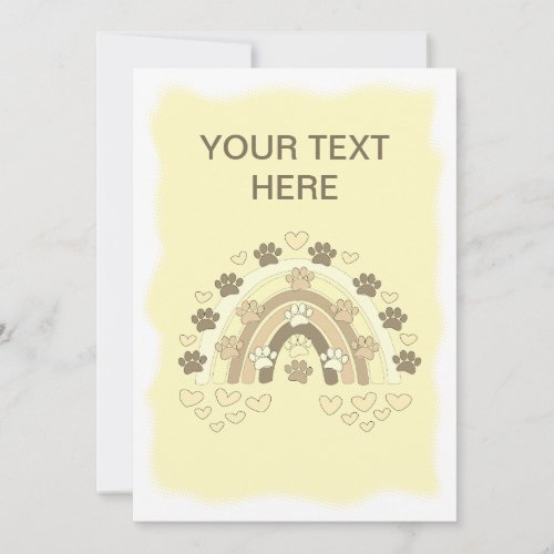 Vintage Sepia Rainbow Dog Paw And Hearts Card