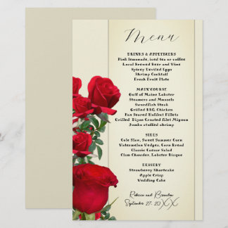 Vintage Sepia Red Roses Menu Template