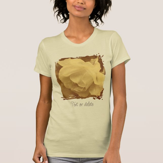 Vintage Sepia Rose With Raindrops Personalized T-Shirt (Front)