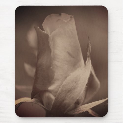 Vintage Sepia Rosebud Flower  Mouse Pad