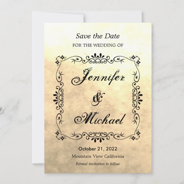 Vintage Sepia Save the Date Wedding Classical (Front)
