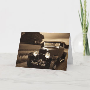 Vintage Sepia Scene 1930s car  Thank You Card