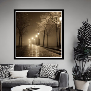 Vintage Sepia Scene 1930s road Fantasy Poster