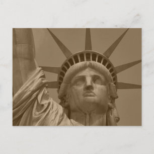 Vintage Sepia Statue of Liberty New York Close-Up Holiday Postcard