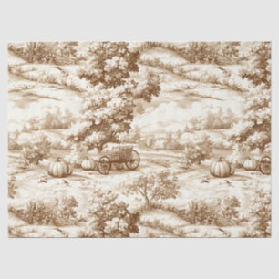 Vintage Sepia Thanksgiving Pumpkin Toile Pattern Tissue Paper