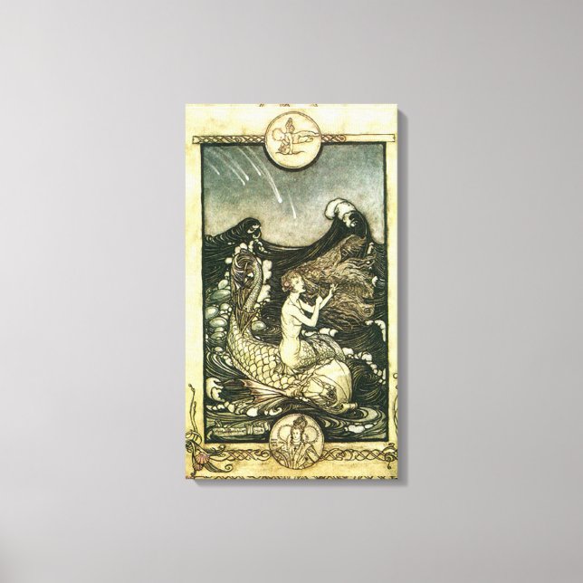 VINTAGE SEPIA TONE MERMAID OCEAN PRINT (Front)