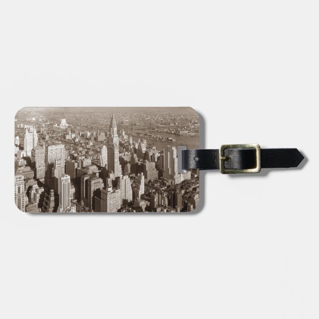 Vintage Sepia Tone New York Luggage Tag (Front Horizontal)
