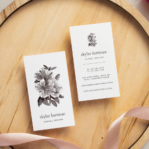 Vintage Sepia Tone Orchid Vertical Floral Business Card