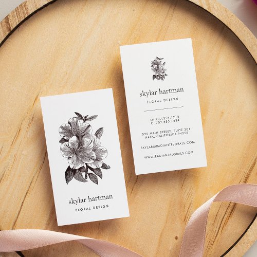 Vintage Sepia Tone Orchid  Vertical Floral Business Card